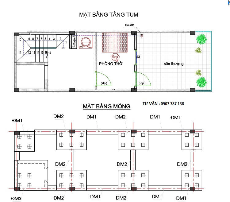 Mặt bằng bố trí có thang máy 